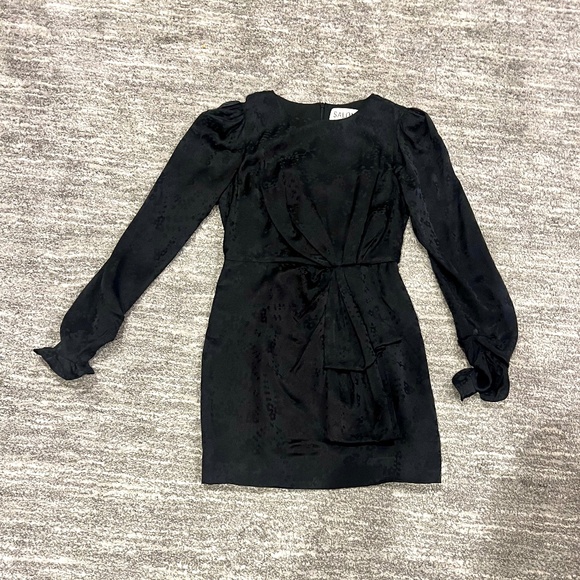 NWT SALONI Debbie Silk Mini Dress Long Sleeves Black Size 6 - Picture 2 of 10